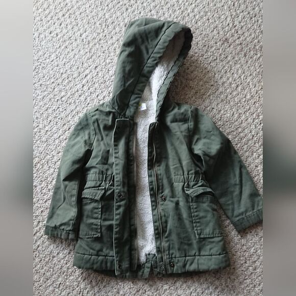 Crazy 8 green Long Sleeve Sherpa Lined Utility Jacket size 4T - Picture 3 of 12